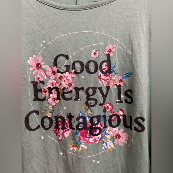 Torrid Super Soft Knits Good Energy Is Contagious Green Blouse Size 1 Or 1X - Picture 3 of 6